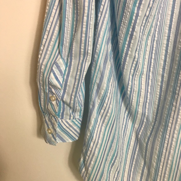 Southern Tide Marina Stripe Seersuscker Button-Front Popover Tunic Blue White - Picture 13 of 13